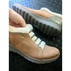 Women's Tan Suede Ankle Boots with Faux Fur Lining